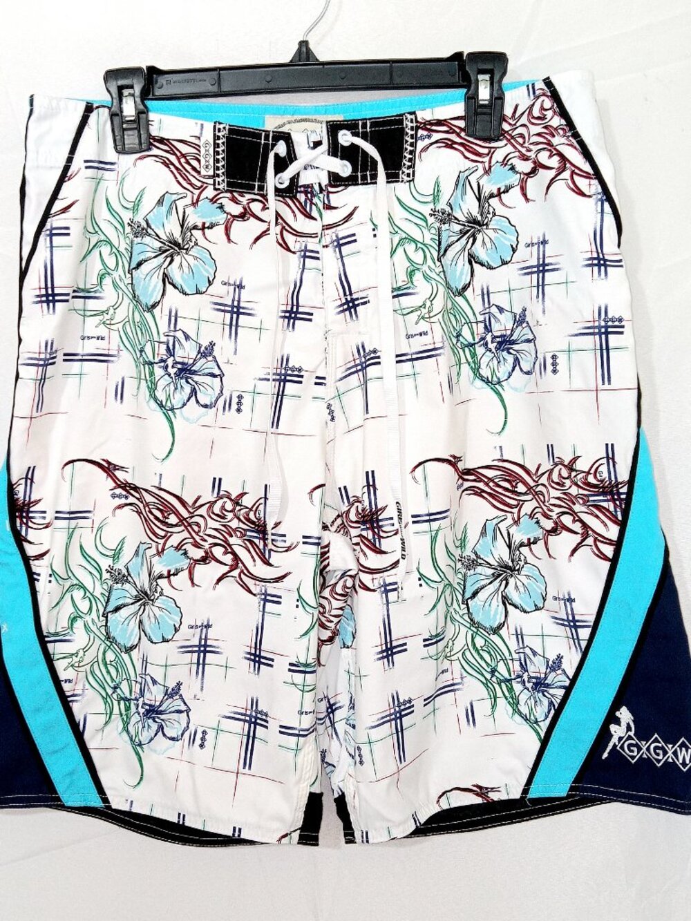 Girls Gone Wild Board Shorts M Floral Tribal Surf Swim Trunks RARE Y2K NWOT